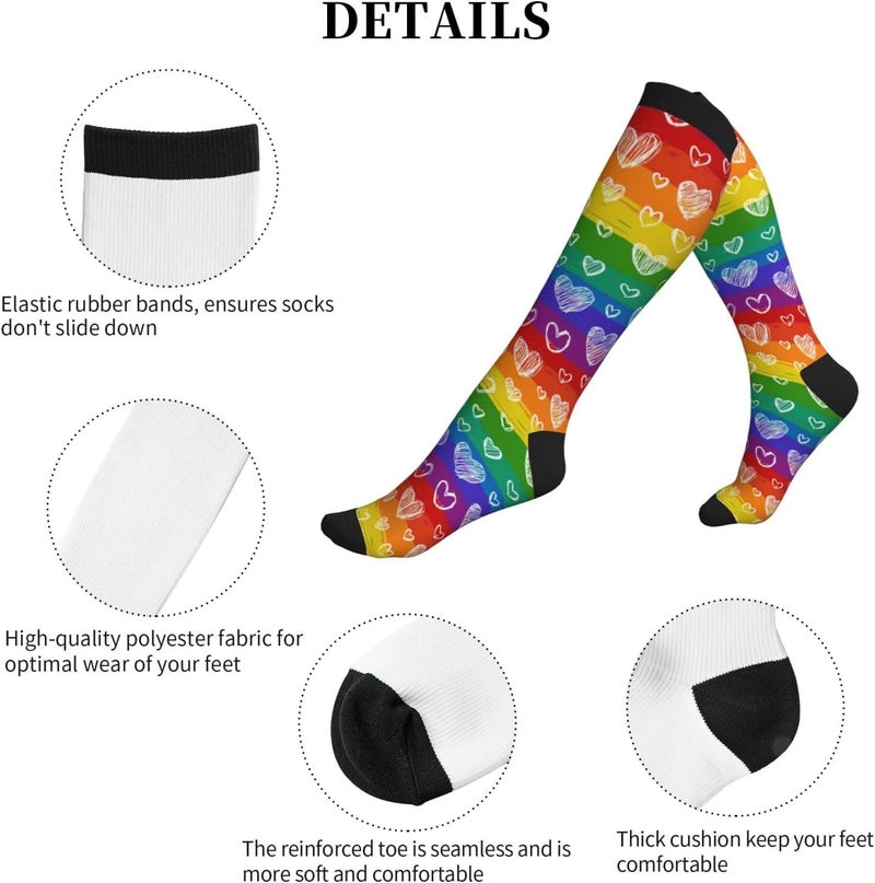 thmnj Compression Socks Knee High Support Socks for Women Men Circulation Stockings for Athletic Running Cycling Flying - Image 3